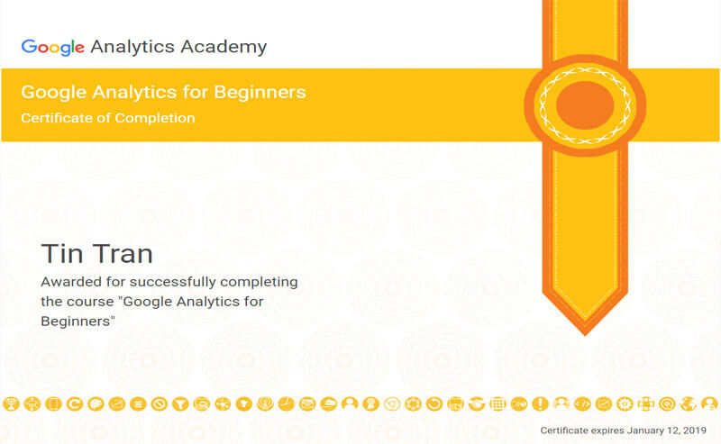 Chứng chỉ Google Analytics for Beginners của Google Analytics Academy 