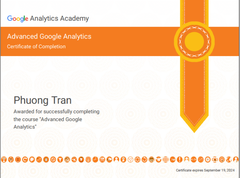 Chứng chỉ Advanced Google Analytics 