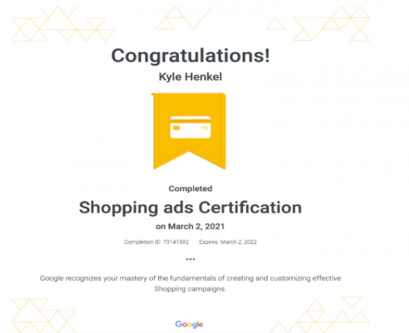 Chứng chỉ Google Ads Shopping 